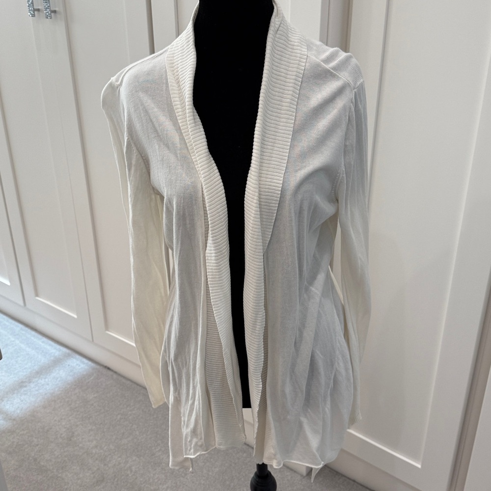LOFT Cream Open-Front Cardigan
